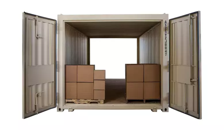 Extra wide storage container with 2 pallets 